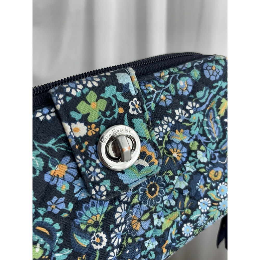 Vera Bradley Floral Zip Around Wallet in Navy Teal Green - Picture 2 of 9